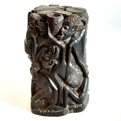 Life Makonde Wood Tree Ebony African Sculpture Carving Carved Statue Family Old