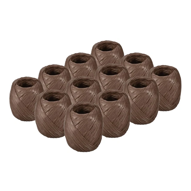 12 rollos cinta Raffia 22 yardas cuerda de papel de embalaje, marrón oscuro