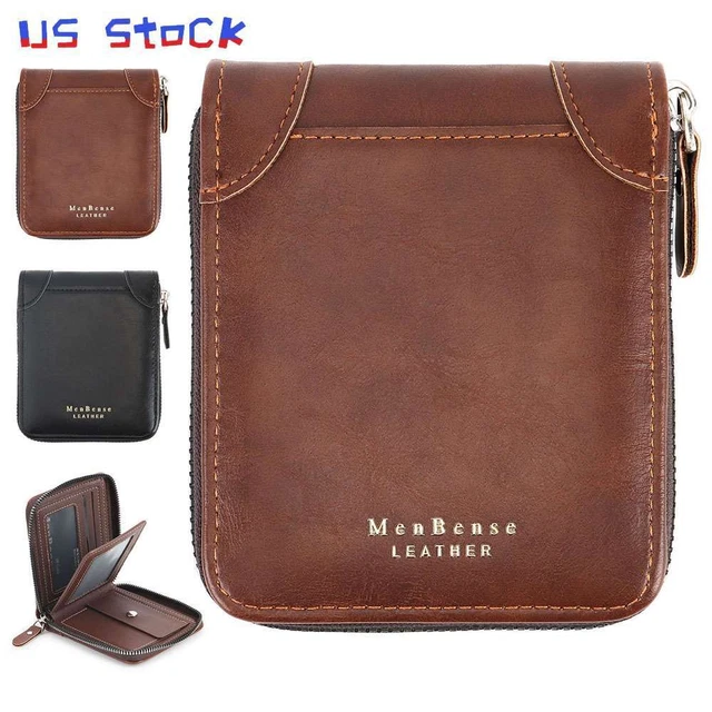 Mens RFID Blocking Leather Waterproof Wallet Credit Card ID Holder Zipper Purse