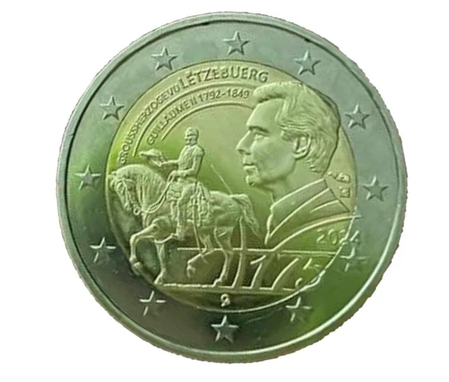 Pièce 2 Euros Luxembourg 2024 – Guillaume II – Qualité UNC (non Circulée) – Commemorative