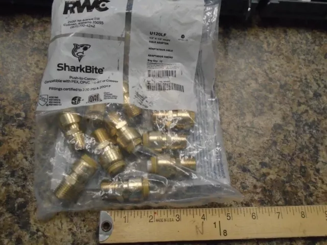 12 Pcs. Sharkbite U120Lf 1/2"X1/2" Mnpt Male Adapter