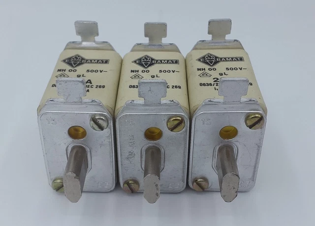 3 x Bals Bamat NH 00 0636/21 insert de fusible 20A 500V fusible couteau NH00