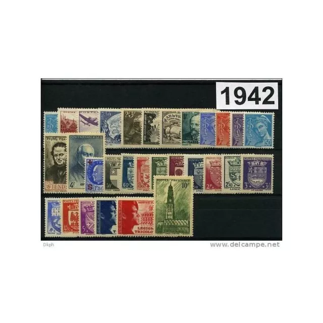 Frankreich: Jahrgang 1942 30 marken ** komplett, MNH Yvert et Tellier 538/567