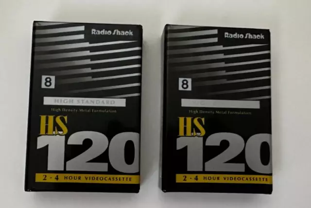Videocassette HS P6-120 8 mm Radio Shack # 44-471 Juego de 2 Nuevo Sellado