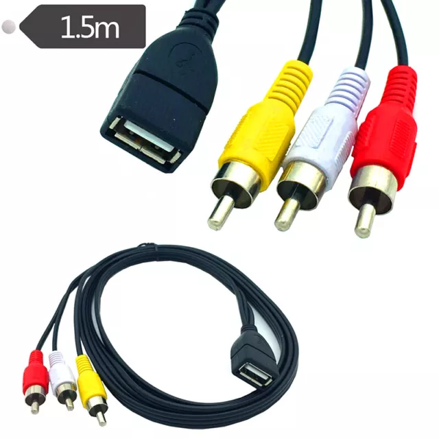 5feet/1.5m USB 2.0 female to 3 RCA Male Video A/V Camcorder Adapter Cabl.l8