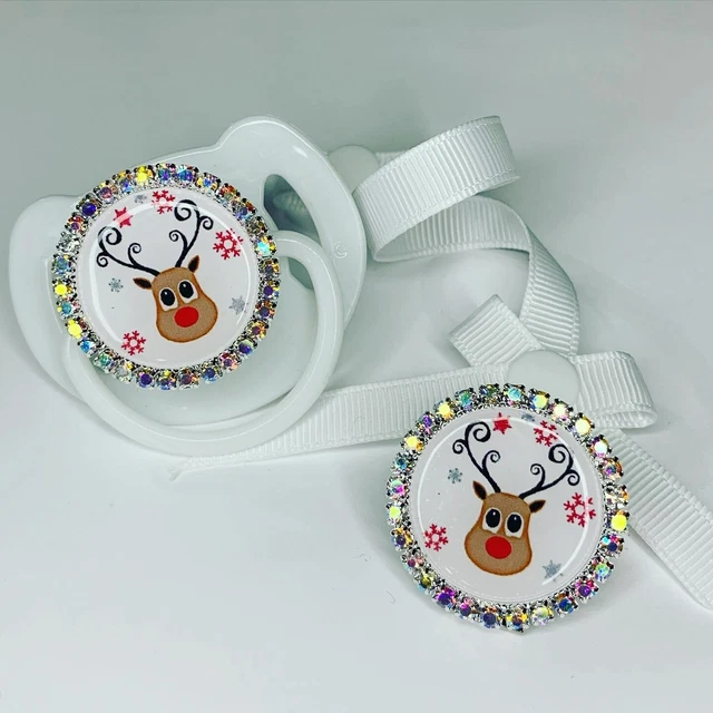 Navidad Mi primer bebé ficticio clip chupete rosa azul baby shower regalo niñas niños