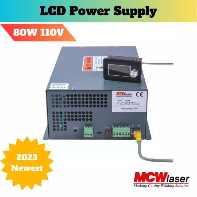 MCWlaser M80 80W CO2 Laser Power Supply 110V for 80W CO2 Tube & 80W Engraver