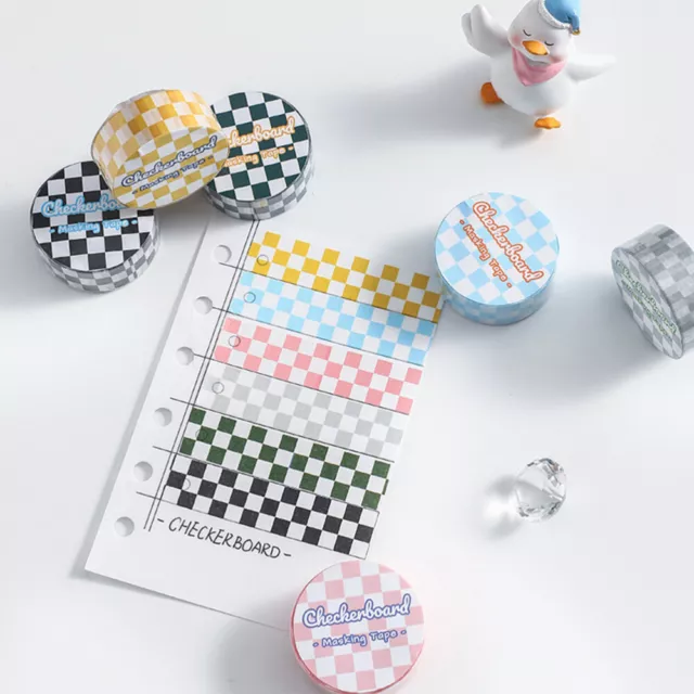 6 Washi Tape Rolls - Grid Print Masking Tapes for DIY Projects