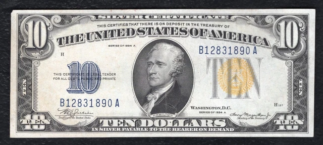 Fr2309 1934-A $10 Ten Dollars “North Africa” Silver Certificate Extremely Fine D