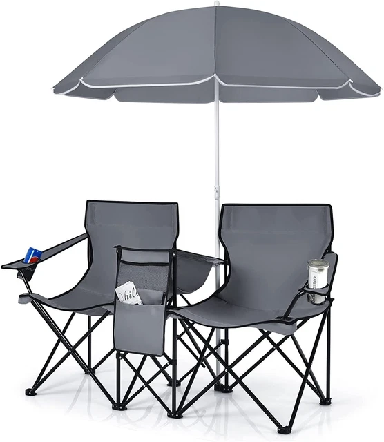 Relaxdays Chaise de camping double, Fauteuil de jardin 2, Pliable