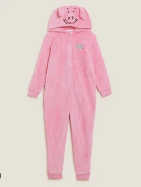 Pigiama rosa Percy Pig nuovo con etichette M&S età 5-6 anni tutto in uno Pigiama rosa Percy Pig nuovo con etichette M&S età 5-6 anni tutto in uno