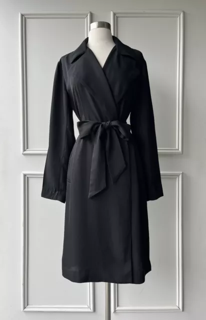 COUNTRY ROAD trenery drape longline trench jacket black | SIZE: 14, L | $349 new