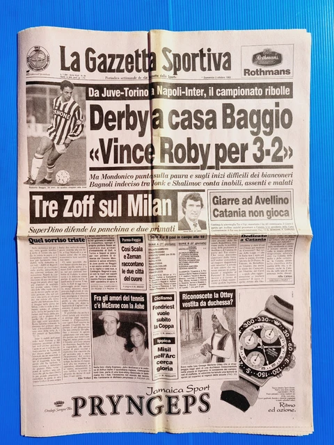 La Gazzetta Dello Sport Du 10 Octobre 1993 - Catania, Baggio, Pascal Richard, Manicone