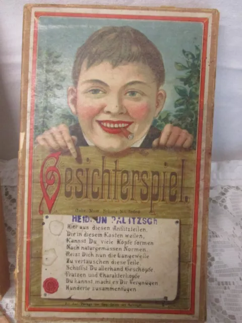 1891 SALA-SPIEL : Gesichterspiel : Gebr. Muster Schutz No. 59669  Zeumer Dresden