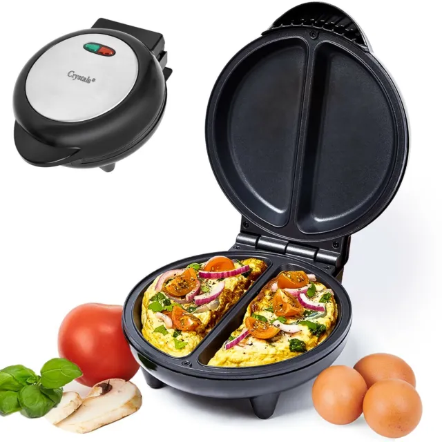 Omelette Maker 750W Electric Non Stick Kitchen Egg Cooker Black And Silver Top