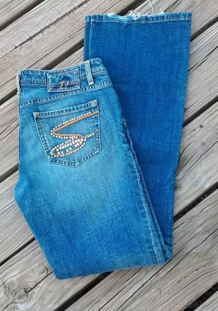 STEPHEN HARDY SQUEEZE Womens Size 7/8 Flare Distressed Blue Denim