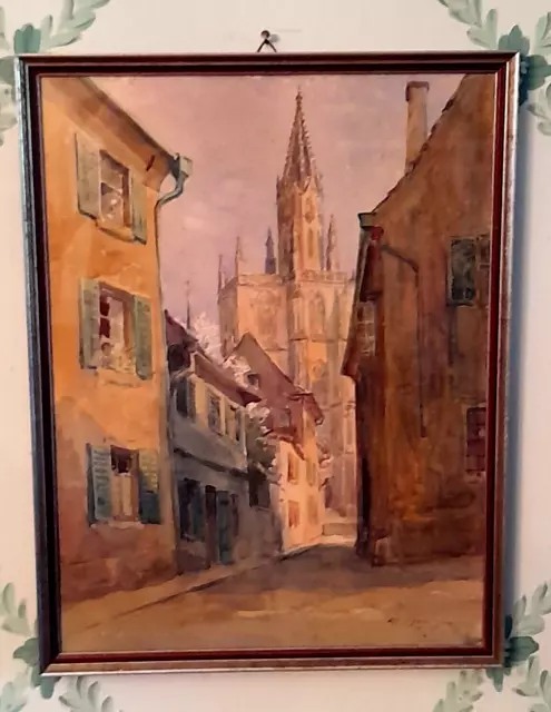 Aquarell Konstanzer Münster v. Walter Schölei Künstler a. Breslau