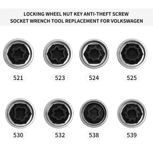 Replacement For Volkswagen Security Master Locking Wheel Nut Key 521 524 TO 539