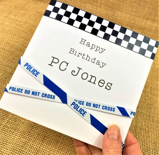 Personalised Police Officer Birthday Card - Police Tape on Glossy Photo Paper