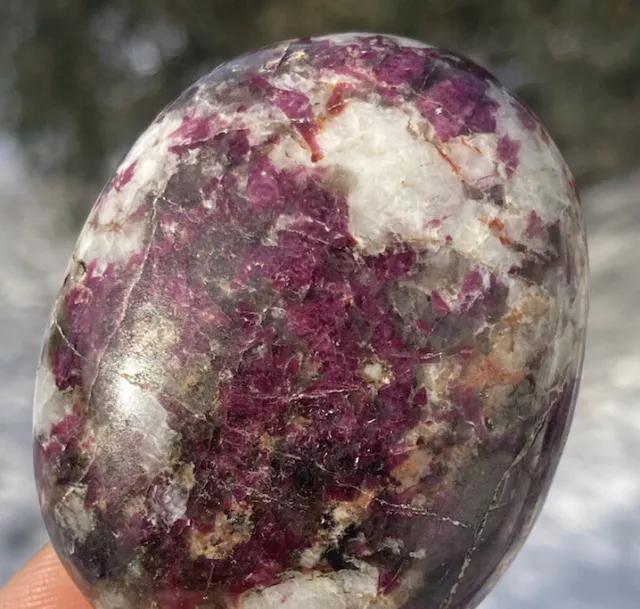 Polished Handmade DARK PINK RUBELLITE TOURMALINE Palm Stone Crystal MADAGASCAR