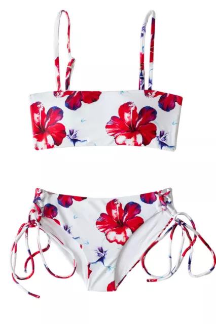Chance Loves Red Floral Padded 2-PIECE SWIMSUIT for Tween, Teen, & Junior  Girls