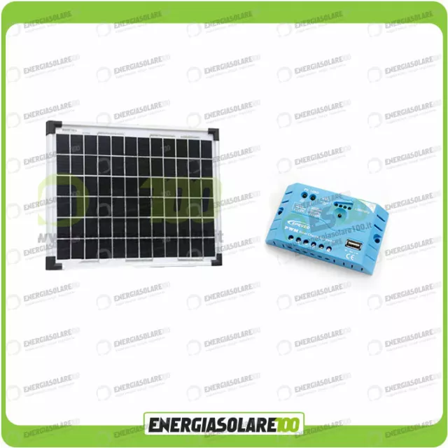 Kit Solare Fotovoltaico Campeggio Scout 10W 12V x alimentare Cellulare Luce e St