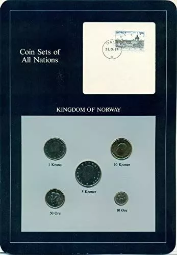 Norway 5-Coin Set 1984/1988 with Cancelled Stamp Unc
