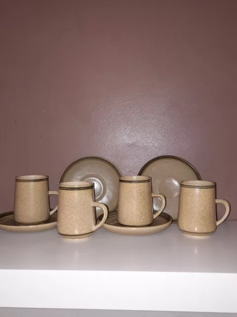 Vintage Devonshire Pottery Honiton Pottery Coffee Cups & Saucers Oatmeal Colour