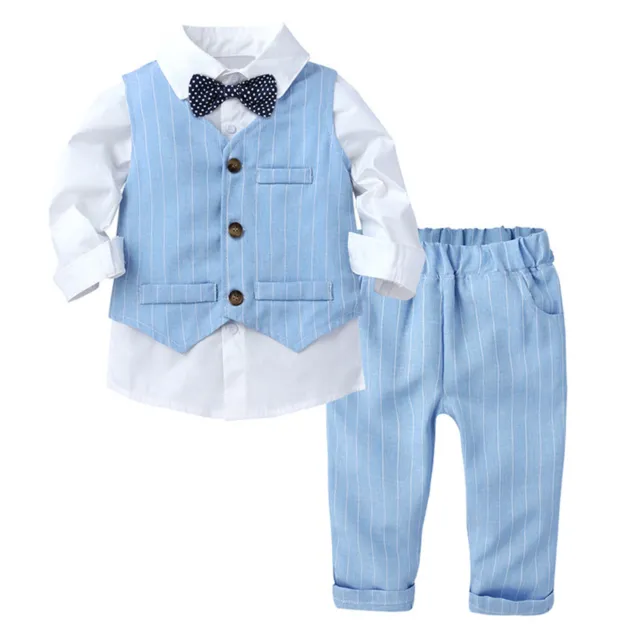 Jungen Gentleman Anzug Bekleidungsset Langarmshirt Weste Hosen Babykleidung