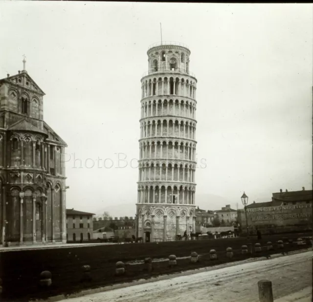 Italien Pisa -umfang Schiefe c1900, Foto Stereo Platte Gläser Beschädigt