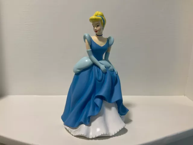 Vintage Disney Cinderella Princess Bank Piggy Coin Bank Blue Dress Hard Plastic