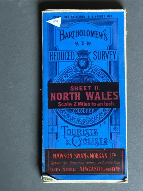 Bartholomew's Half Inch Dissected Cloth Map, Sheet  11, North Wales. 1909