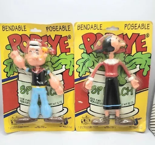 Popeye & Olive Oyl 1993 KFS Inc. NOS Bendable and Poseable 7 inches figures.