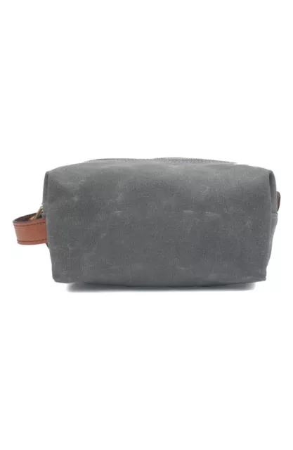 Boarding Pass Waterproof Shaving Kit Toiletry Travel Bag w/ Tan Leather Accents