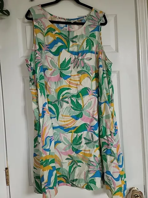 C&C California Linen Tropical Beachy 2X Dress Volup