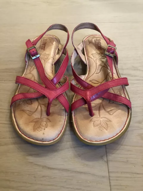 Born Sandals Women's Strappy Slingback Pink Leather Size 7