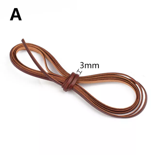 5M Flat Real Genuine Leather Rope Cords Strap String First Layer Cowhide DIY Sup