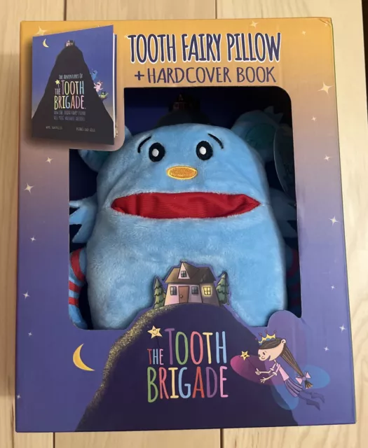 New Tooth Fairy Pillow & Hardcover Book Set Tooth Brigade Blue