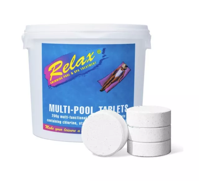 5kg RELAX Multifunctional Chlorine Tablets Large 200g Swimming Pool Sanitiser