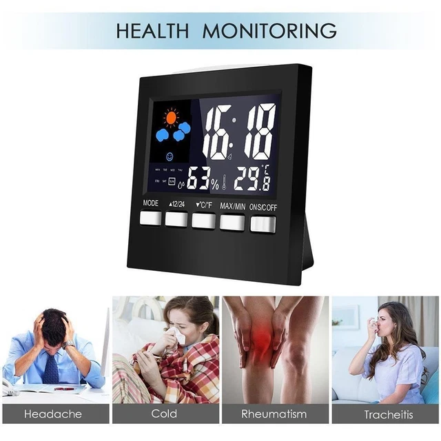 Digital LCD Clock Thermometer Meter Room Calendar Temperature P0G6 Alarm 9CP3