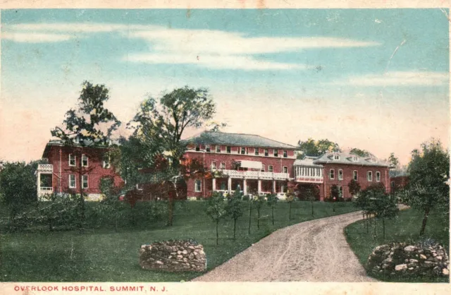Vintage Postcard 1920's Overlook Hospital Building Summit New Jersey Structure
