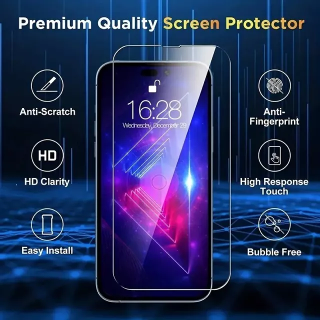 Tempered Glass Screen Protector For iPhone 15 14 13 12 11 Pro XS Max XR 7 8 Plus