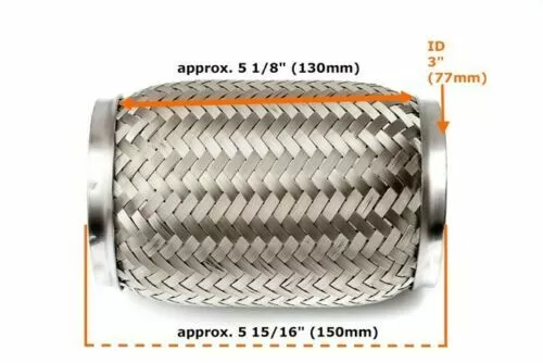 76x150mm Universel 3 Pouces Tuyau Flexible Flexhose 130mm Tube de Flamme Y-Pipe