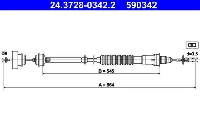 ATE Câble d'embrayage Câble d'Embrayage 24.3728-0342.2 pour FIAT ULYSSE (220)