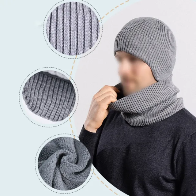 Ensemble ��l��gant chapeau et foulard tricot��s en laine pour hommes et femmes R