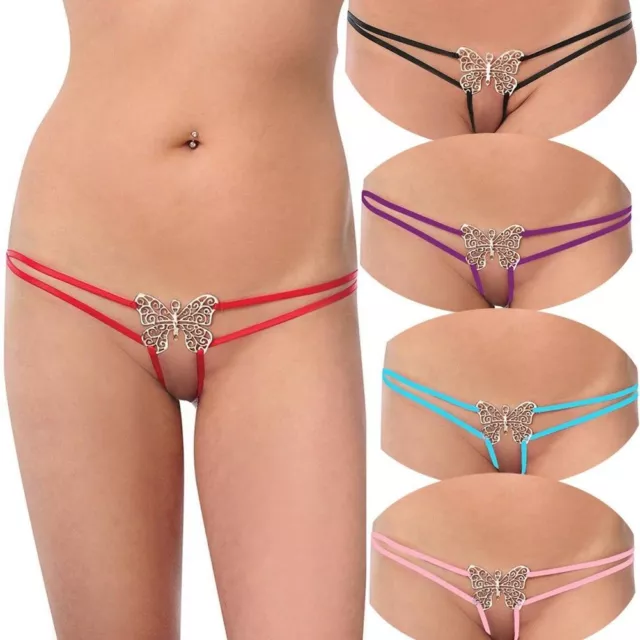 US WOMEN SEXY-LINGERIE Crotchless Panties Lace Briefs G-String