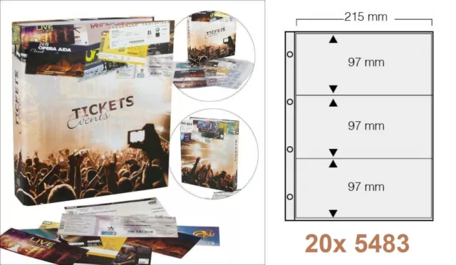 Tickets Sammelalbum Ringbinder A4 SAFE 7923 + 20 Hüllen für 120 Eintrittskarten