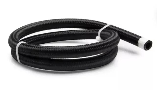 An8 (An-8) Stealth Black Nylon Braided Hose Stainless Steel Inner (1 Meter)