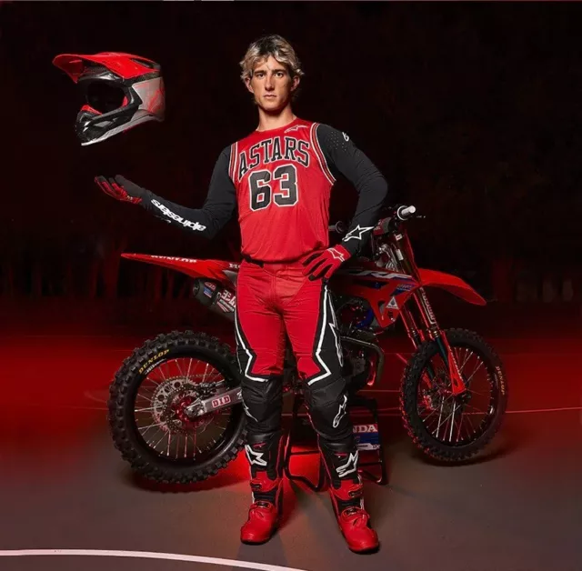 Completo Uomo Motocross Maglia Pantaloni Alpinestars TECHSTAR ACUMEN Rosso Nero