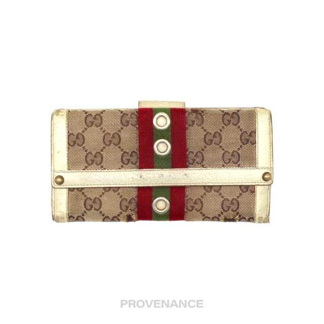 Gucci GG Canvas Long Wallet - White with Web